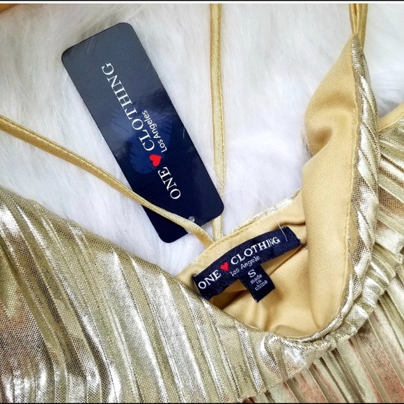 Gold Pleated Dress - Picture 3 of 3